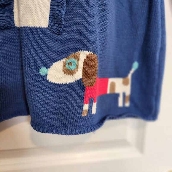 Girls Size 10 Blue And Pink Puppy Dog Ruffle Sweater Dress - Picture 5 of 6